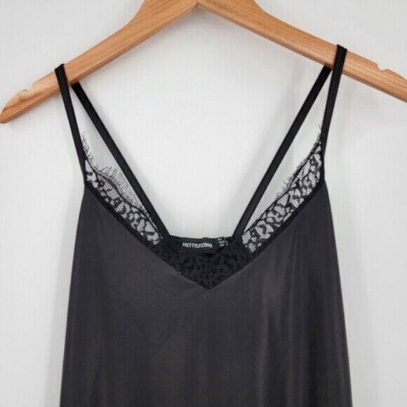 PrettyLittleThing Women's Black Faux Leather Lace Mini‎ Dress Size 0 - Picture 4 of 10